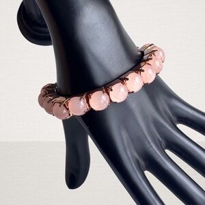 🌼VTG Pink Stone Brass Stretch Bracelet